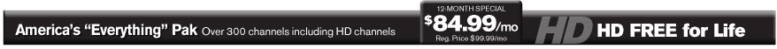 America’s Everything Pack - Over 250 favorite channels including HD and local channels